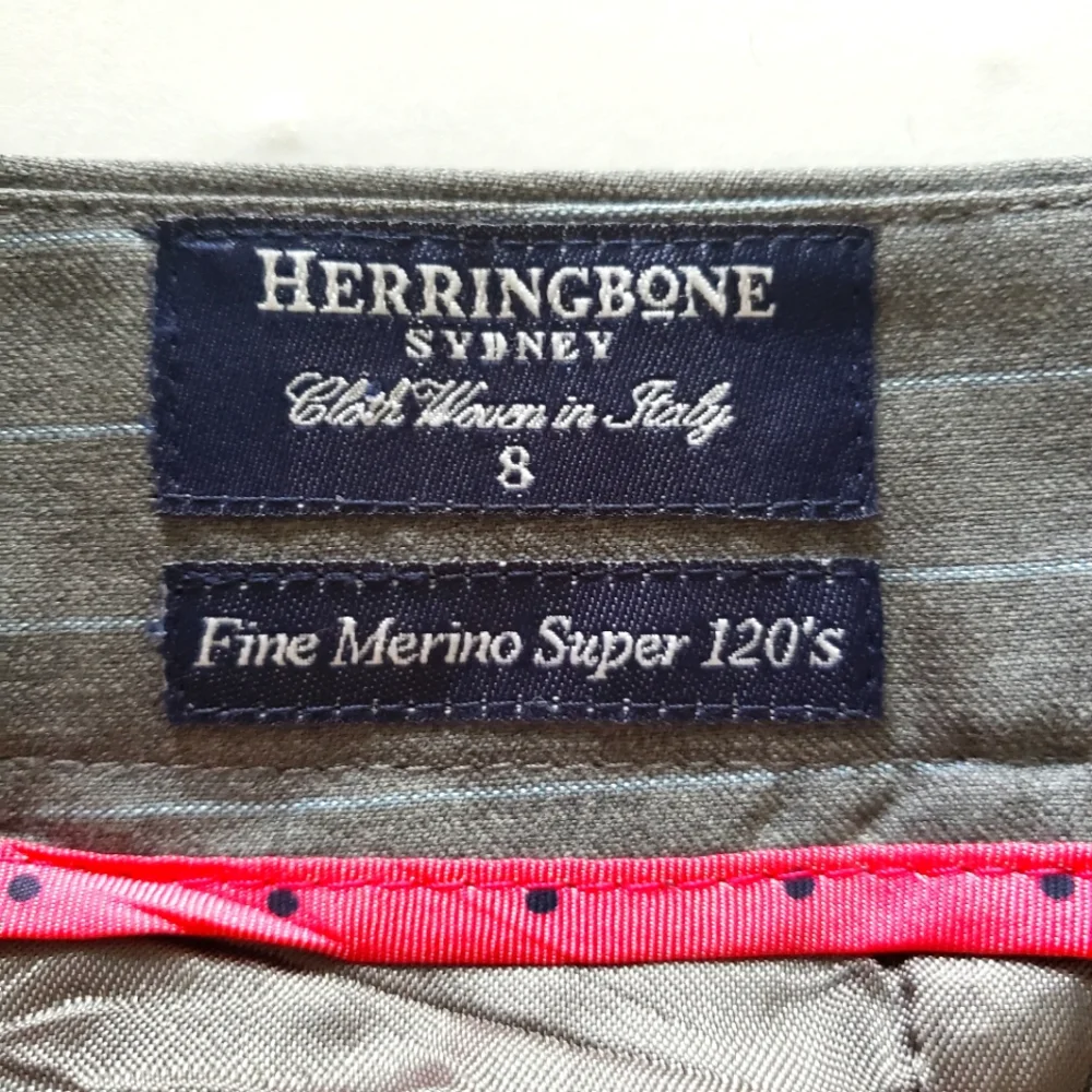Herringbone Sydney Merino Wool Skirt Size 8 Gray Pin‎ Stripe Made in Italy